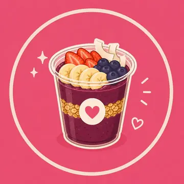 Açaí Bowl mit Banane, Erdbeeren und Heidelbeeren