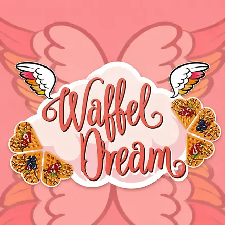 Waffel Dream Logo mit belegten Herzwaffeln und Erdbeeren